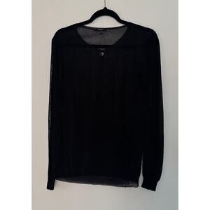 GUCCI Black Sheer Jersey Scoop Neck Long Sleeve